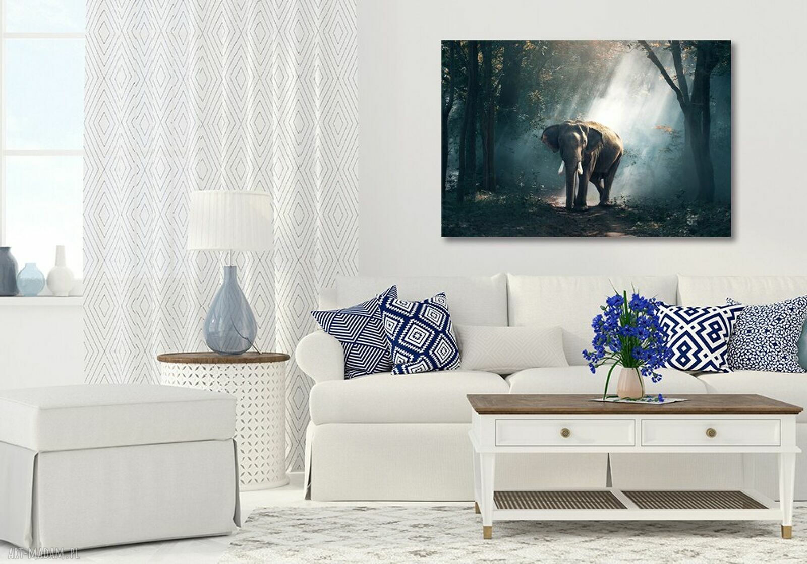 Obraz na płótnie do salonu Słoń we mgle - dżungla 120x80 cm