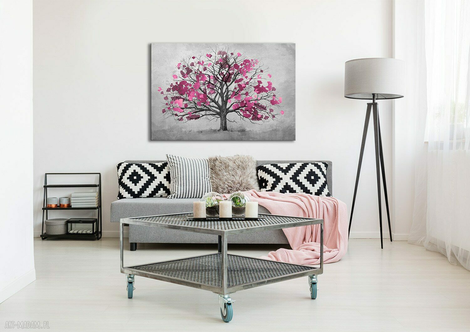 Obraz na płótnie Drzewo w odcieniach różu do salonu i sypialni 120x80 cm