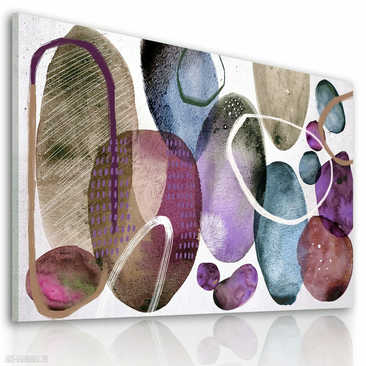 Obraz do salonu drukowany na płótnie 120x80 cm - akwarelowe kamienie abstrakcja 02567