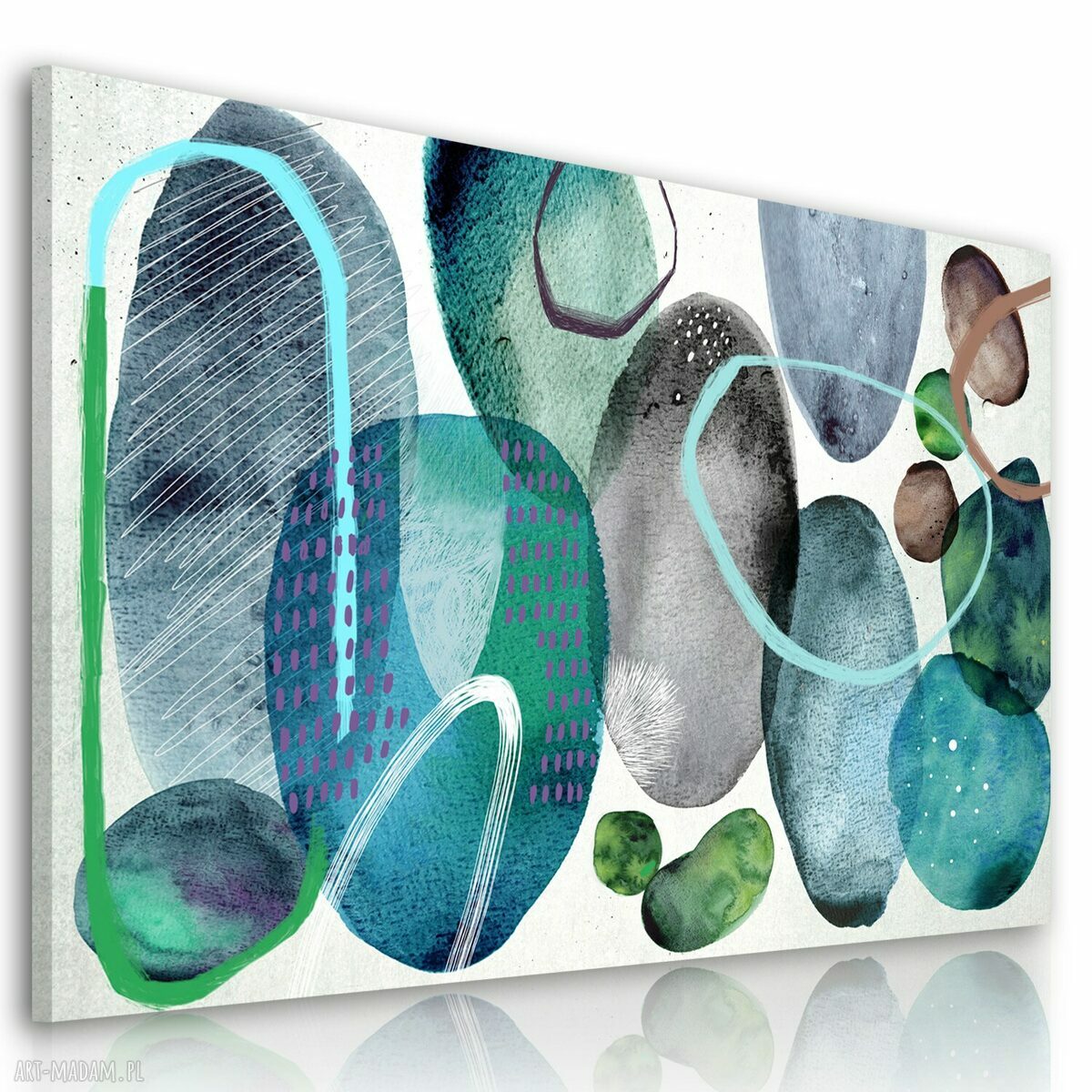 Akwarelowe kamienie - nowoczesny obraz abstrakcyjny 120x80 cm