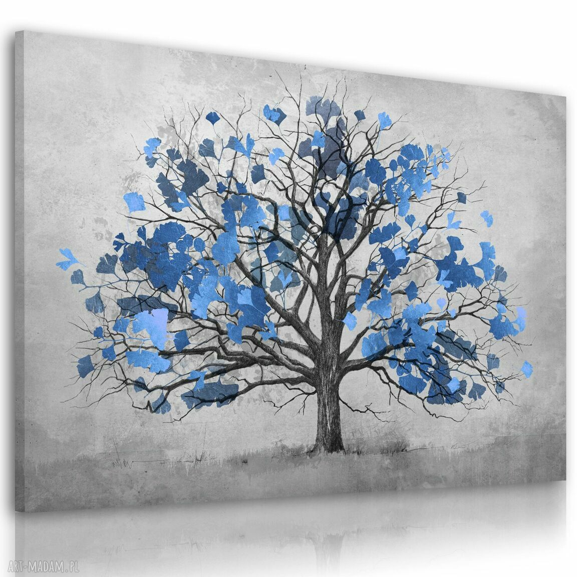 Obraz na płótnie z drzewem w odcieniach granatu 120x80 cm - gotowy do zawieszenia