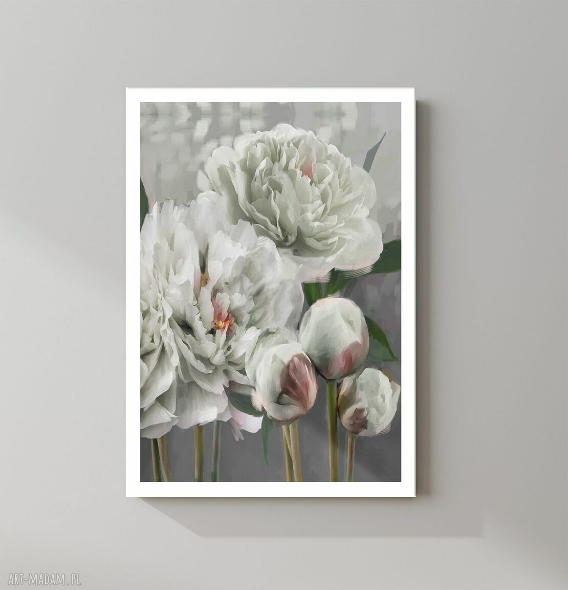 Obraz z piwoniami do salonu i sypialni - 50x70 cm, gotowy do powieszenia