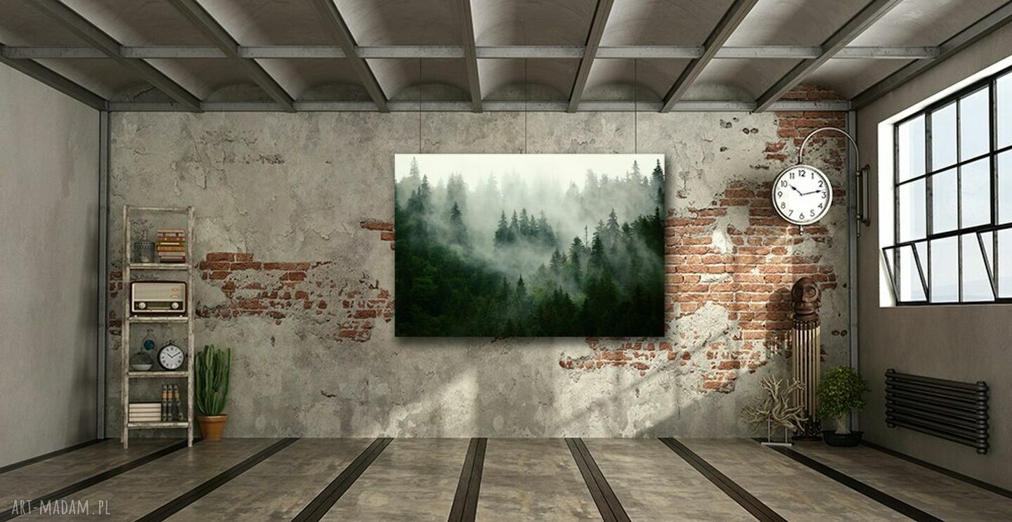 Obraz do salonu Las L3 120x80 cm z mgłą - gotowy do zawieszenia na Canvas