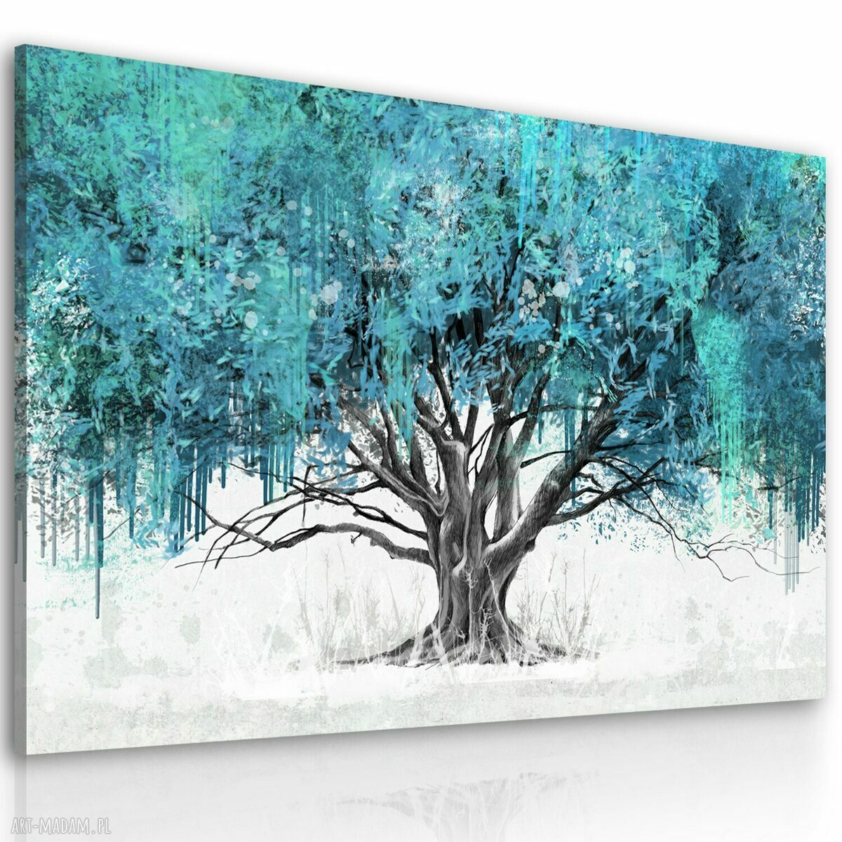 Obraz do salonu "TURKUSOWE DRZEWO" 02608 - druk na płótnie 120x80 cm