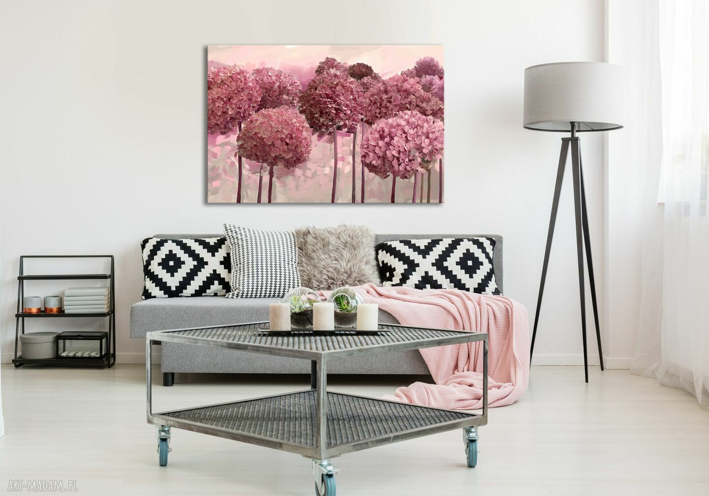 Obraz do salonu z hortensjami na płótnie 120x80 cm 03145