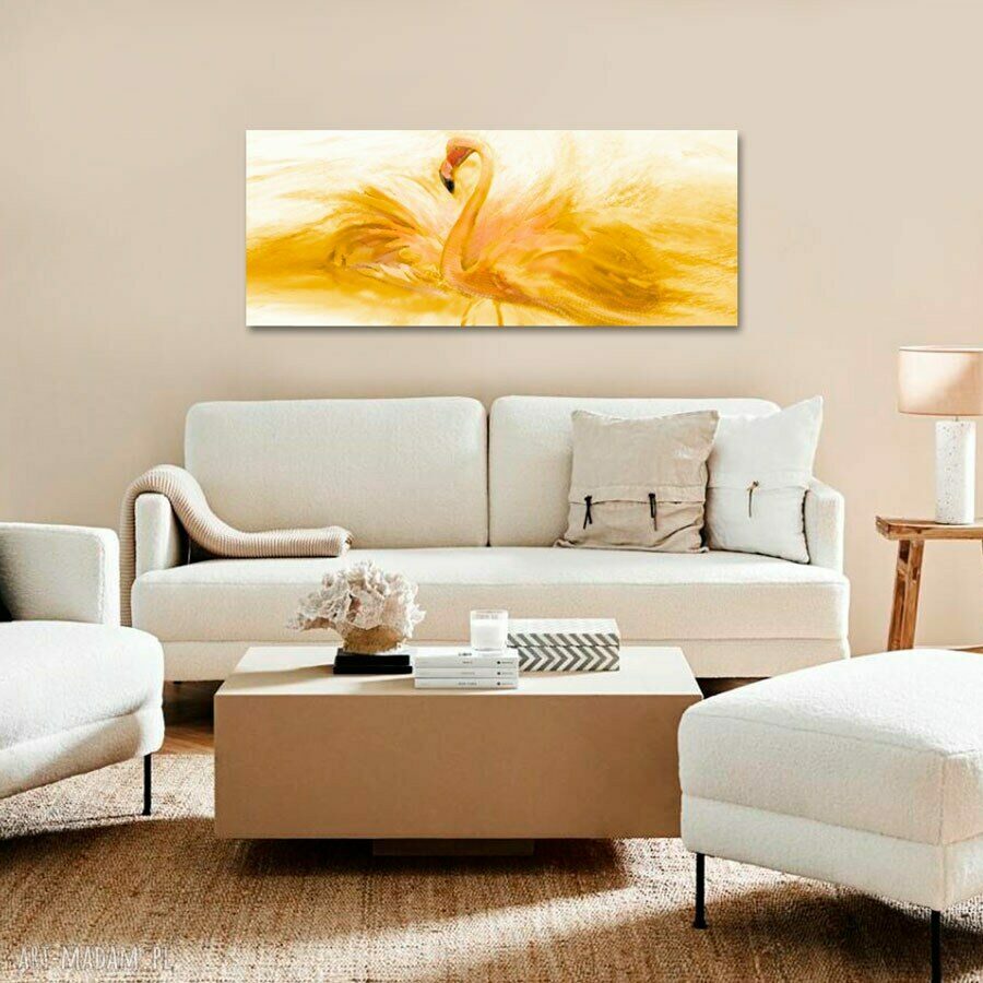 Obraz do sypialni Flaming akwarela złoty 140x60 - glamour na płótnie
