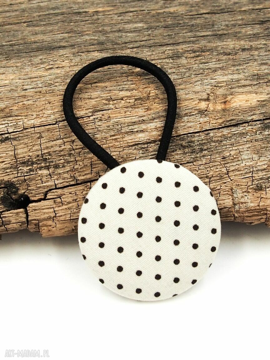 Gumka do włosów w kropki Pola - beżowa maxi handmade