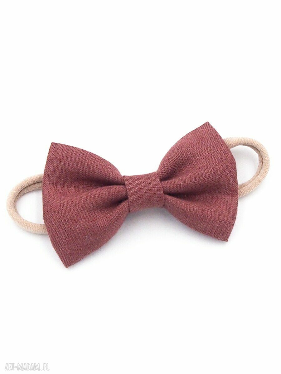 Opaska do włosów Linen Bow Cinnabar z kokardką z lnu