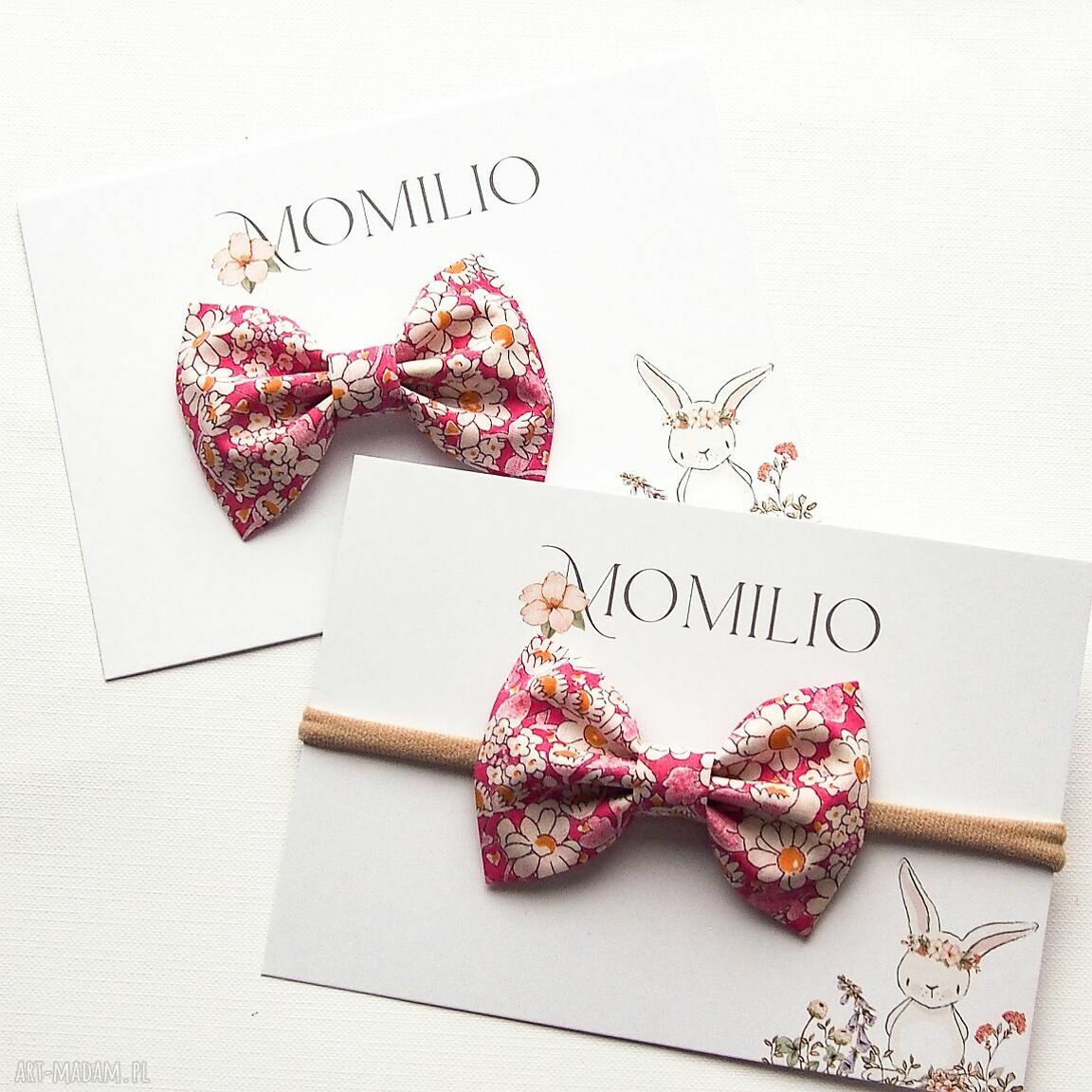 Opaska do włosów z kokardką w stokrotki ALICE - handmade Momilio Art