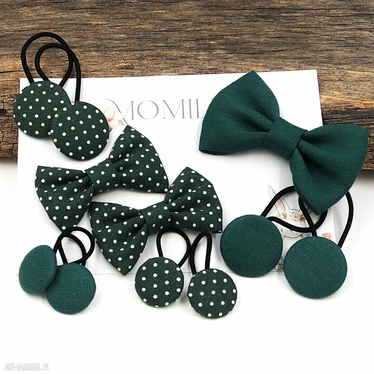 Gumeczki do włosów Zielone w kropki Dottie Green - komplet 2 szt.