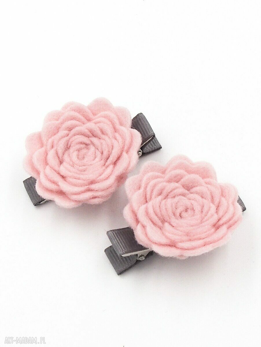 Spinki do włosów różyczki Pink Roses - zestaw 2 szt. z filcu
