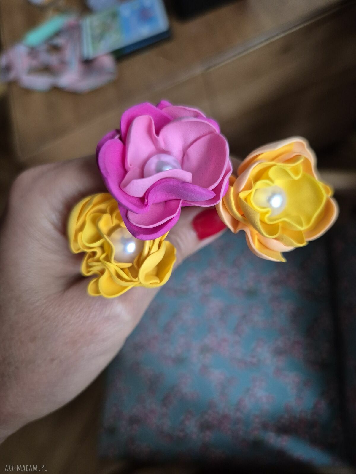 Spinki do włosów do wpięcia w kok typu szpilki - kwiaty handmade