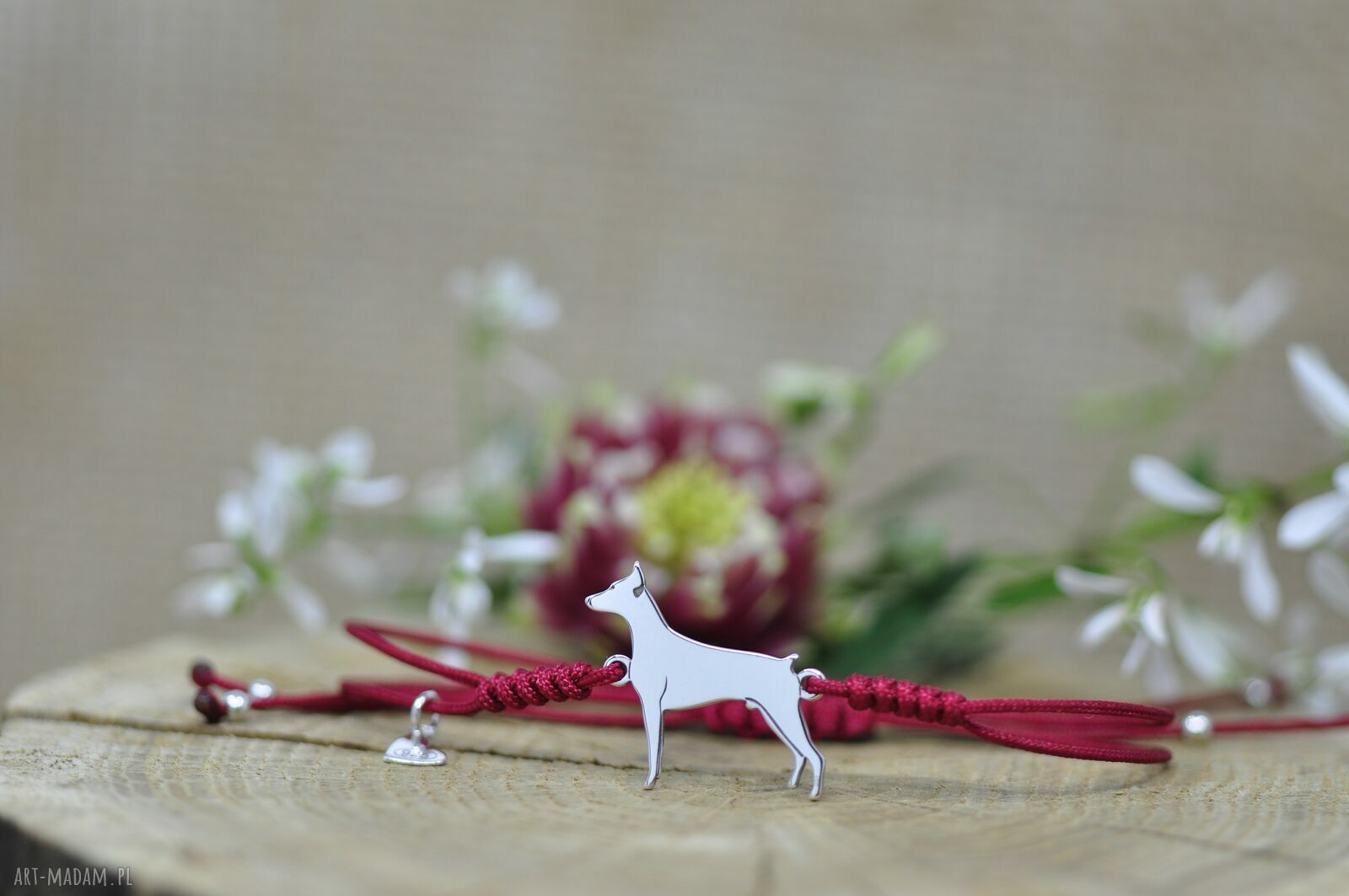 Doberman lub Pinczer - bransoletka z psem ze srebra 925, handmade