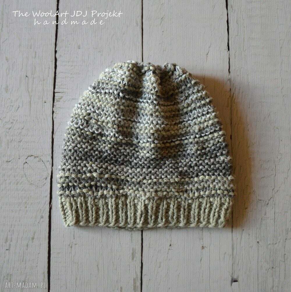 Czapka beanie szara dodatkiq akcesoria włóczkowe chłodne dni