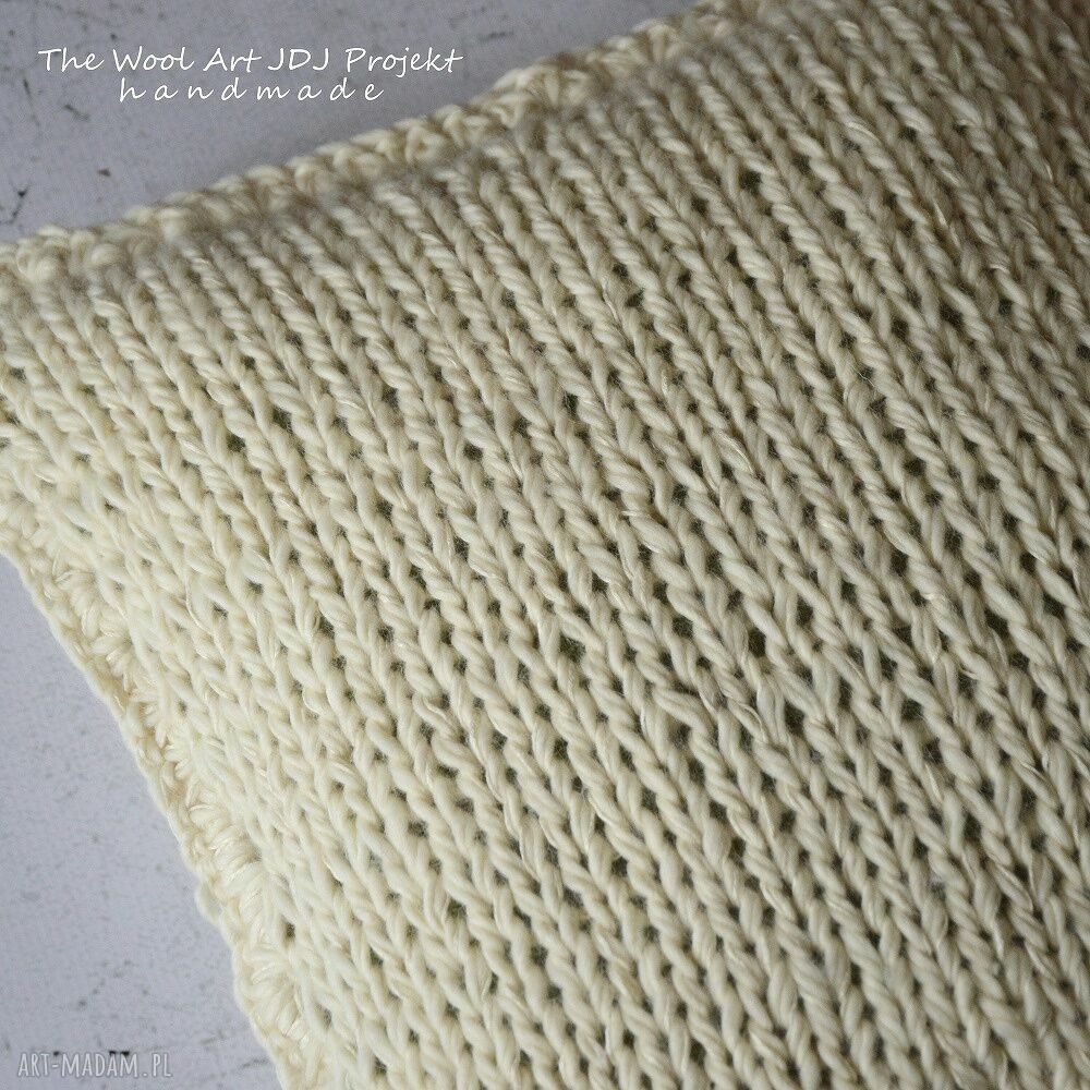 poduszki: duża dziergana poszewka Ręcznie wykonane