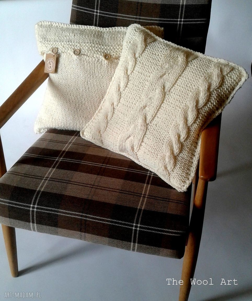 poduszki: dziergana poszewka Hand Made