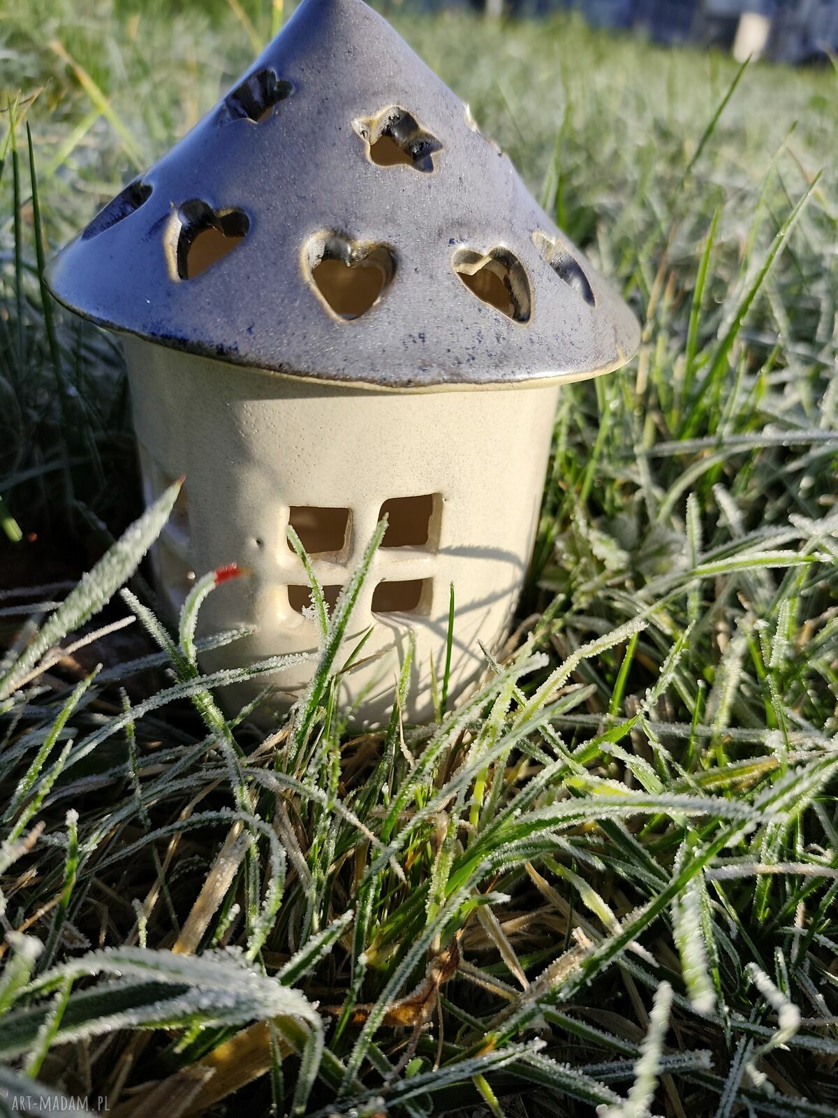 Domek ceramiczny lampion na świecę Bożonarodzenie