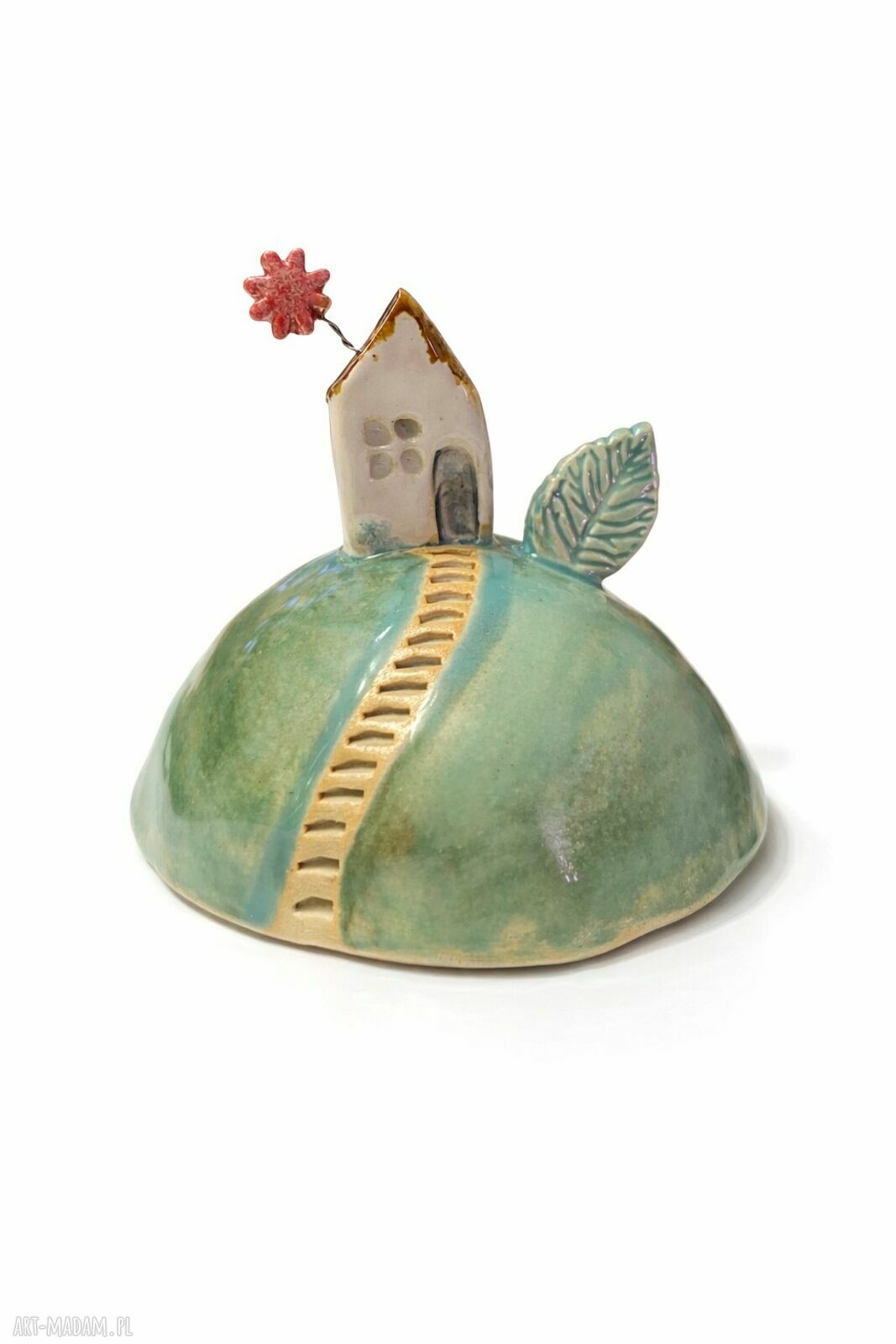 Domek ceramiczny w kolorze zielonym