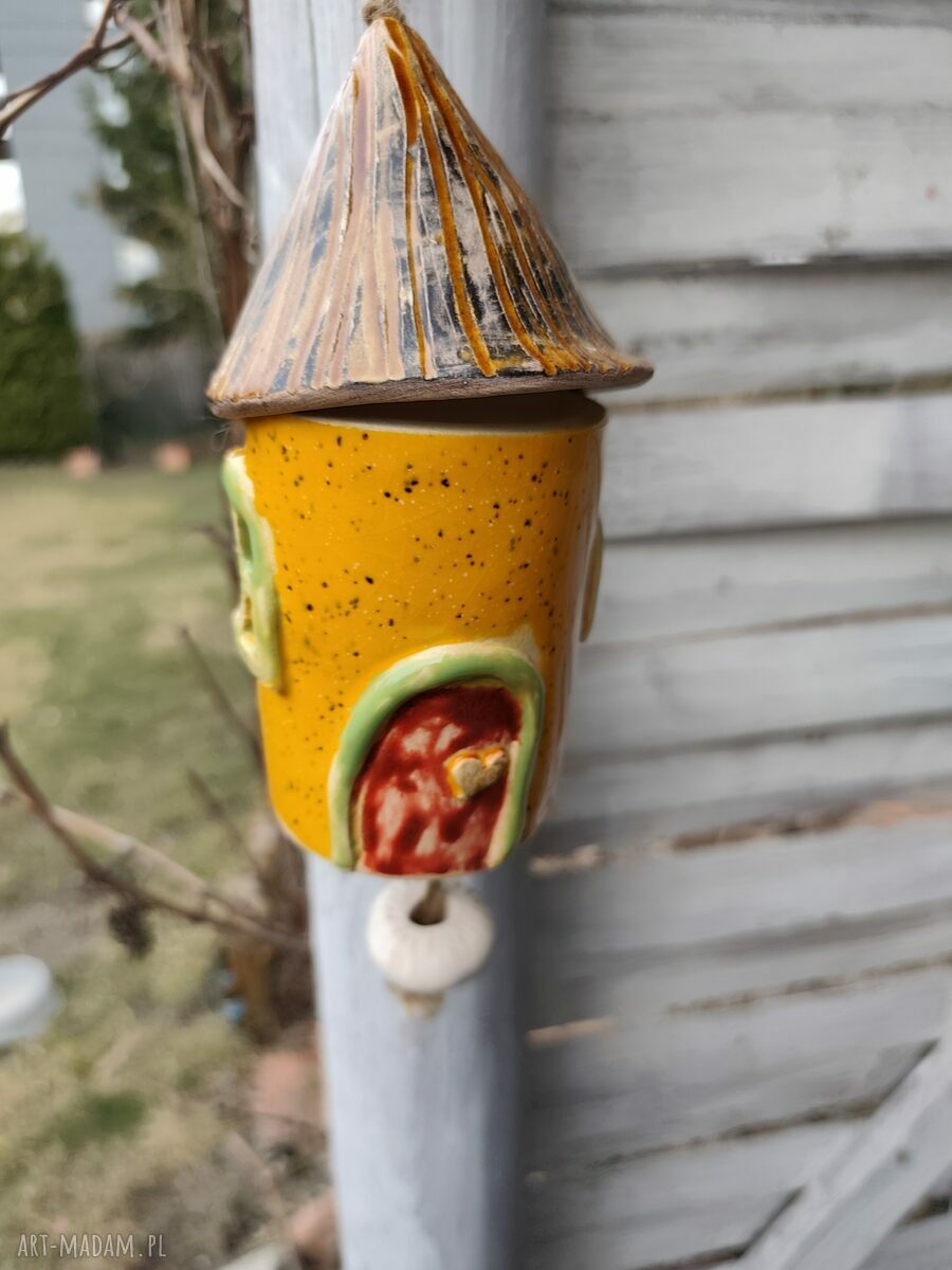Domek ceramiczny dzwonek Wolna Chwila - rękodzieło do ogrodu i na balkon