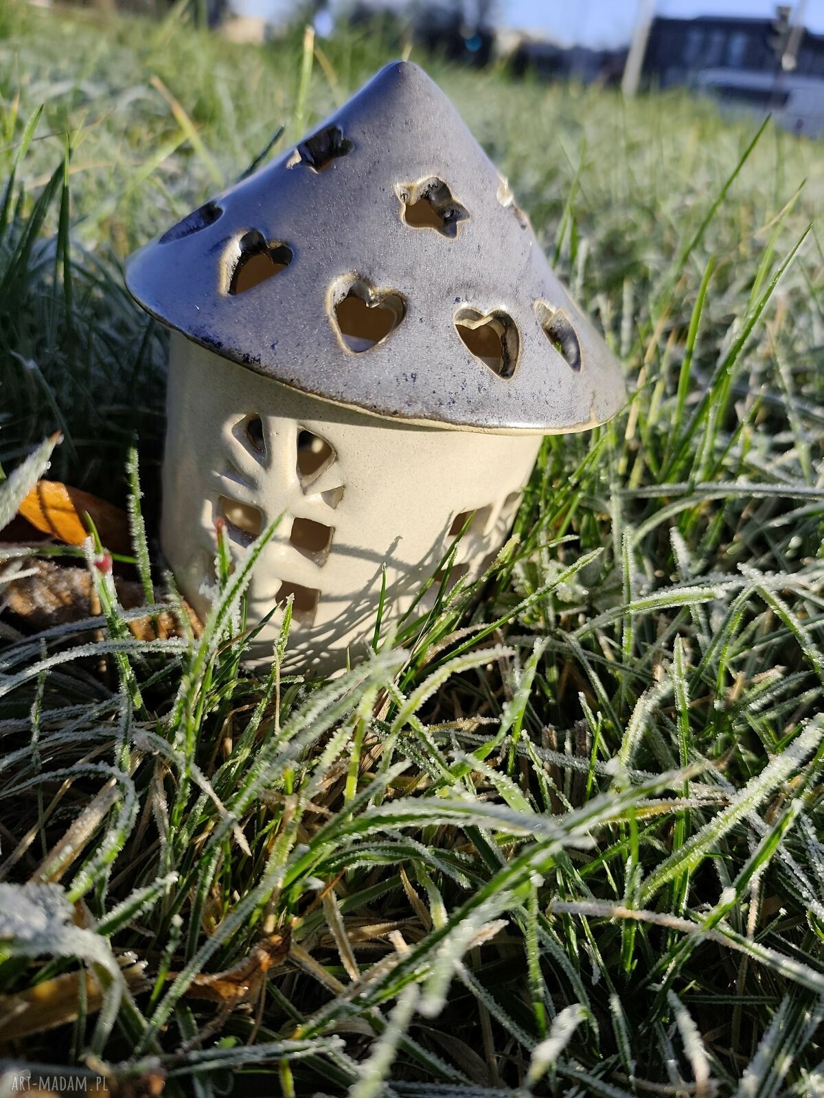 Domek ceramiczny lampion na świecę Bożonarodzenie