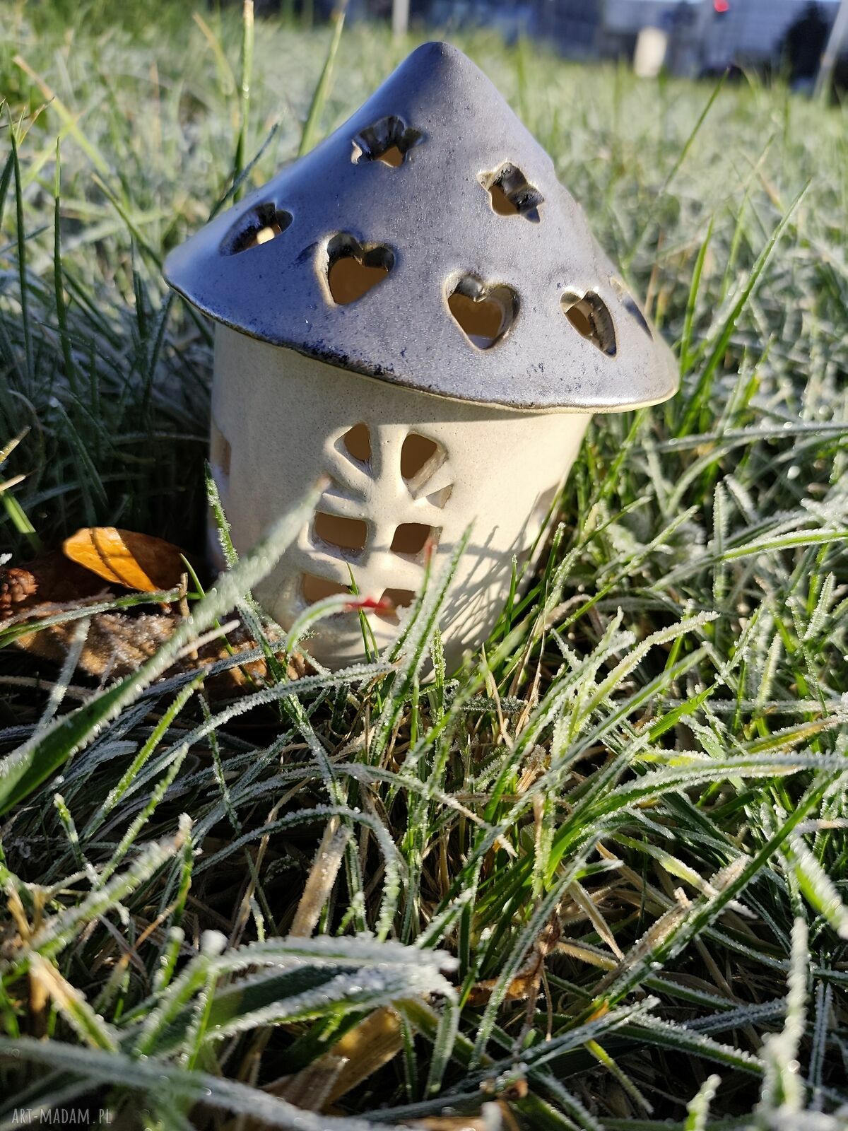 Domek ceramiczny lampion na świecę Bożonarodzenie