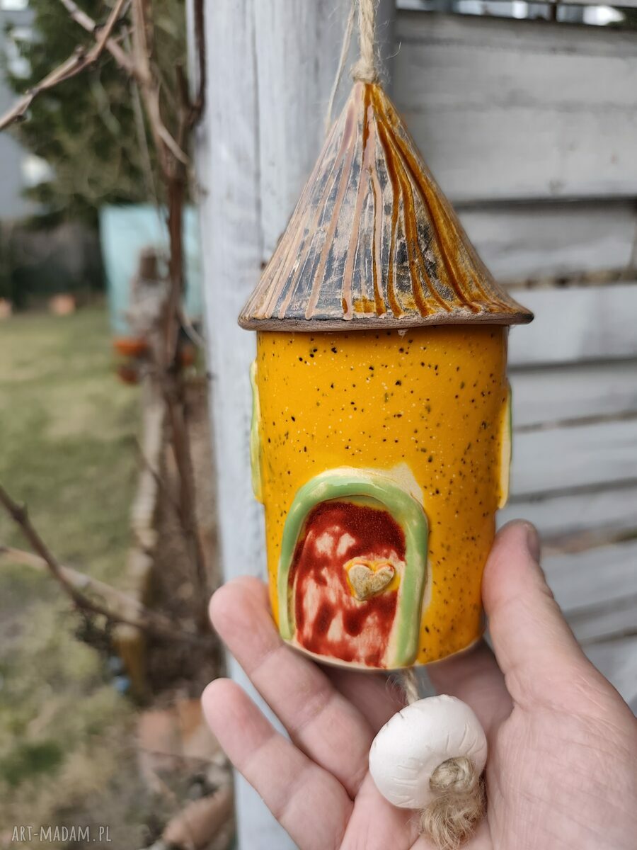 Domek ceramiczny dzwonek Wolna Chwila - rękodzieło do ogrodu i na balkon
