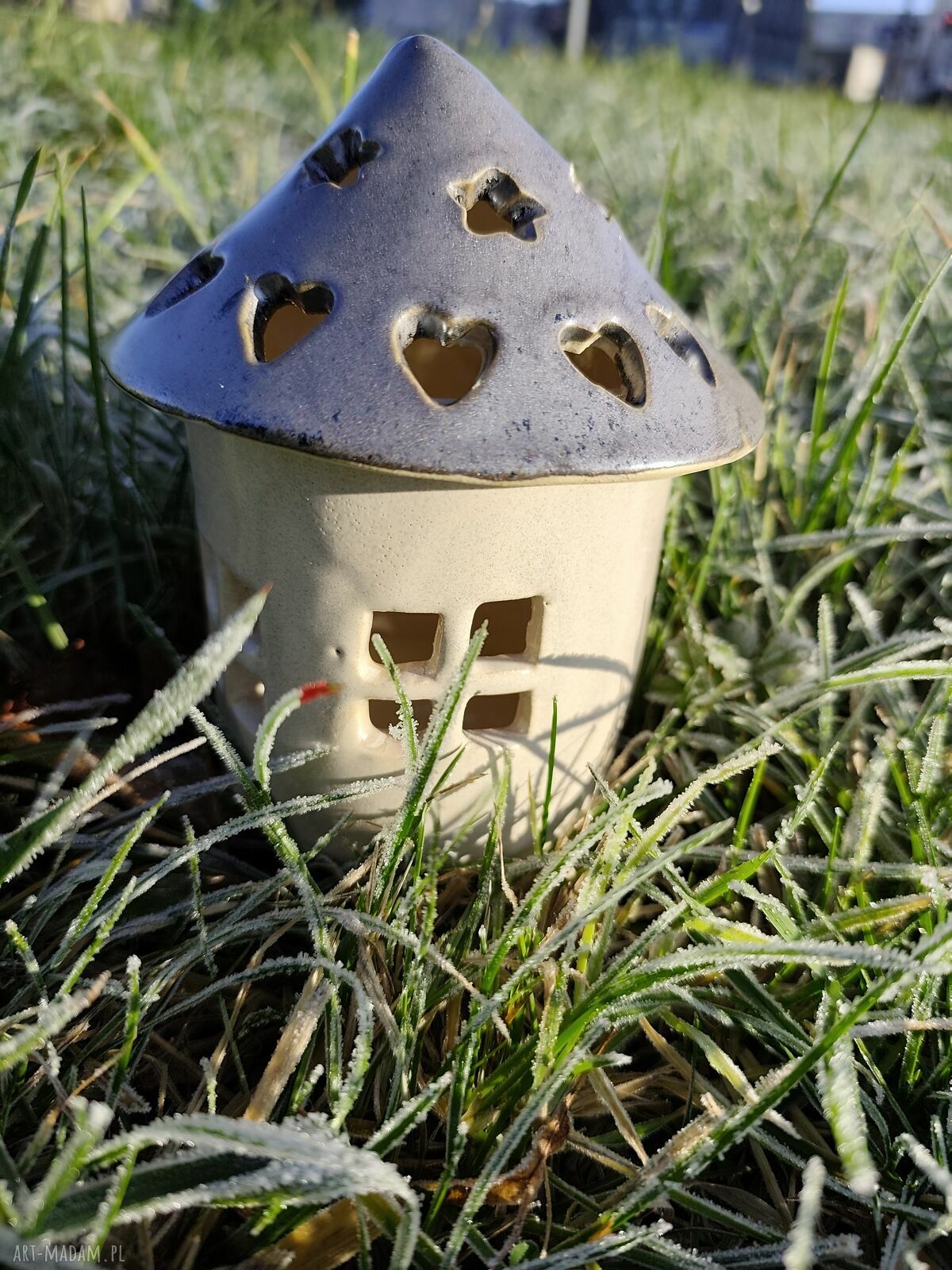 Domek ceramiczny lampion na świecę Bożonarodzenie