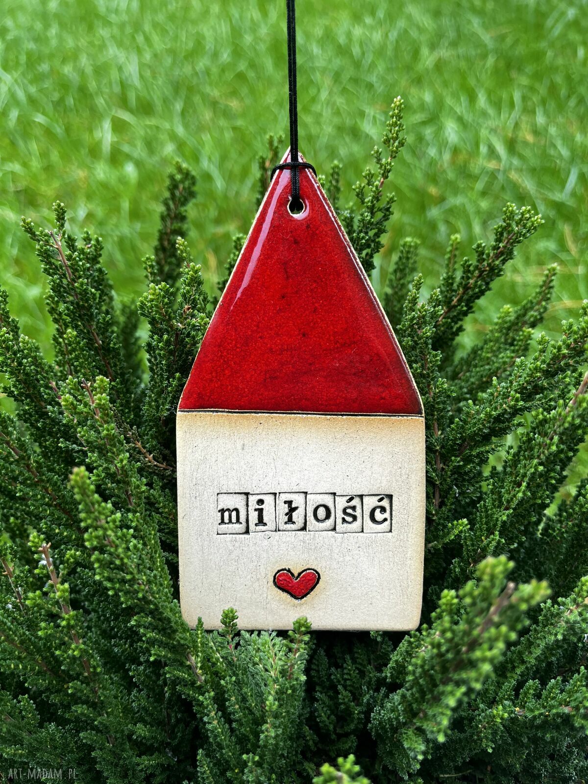 Domek ceramiczny z miłością - ręcznie robiona dekoracja