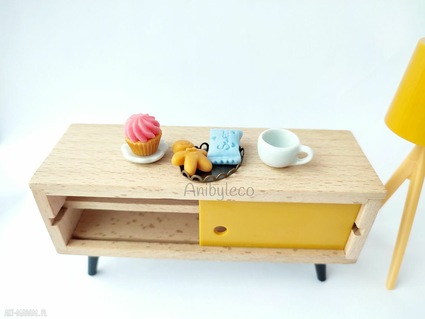 Miniaturowe smakołyki do domku dla lalek fimo - zestaw herbaciany i słodkości
