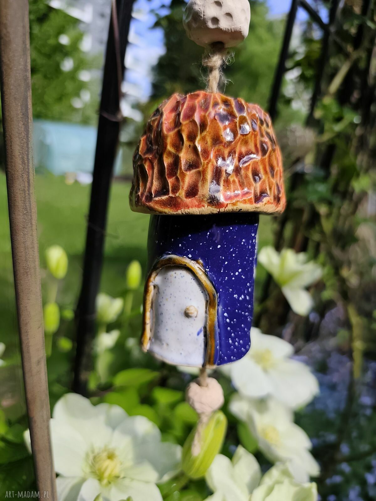 Domek dzwonek ceramiczny - niebieski dzwoneczek Wolna Chwila