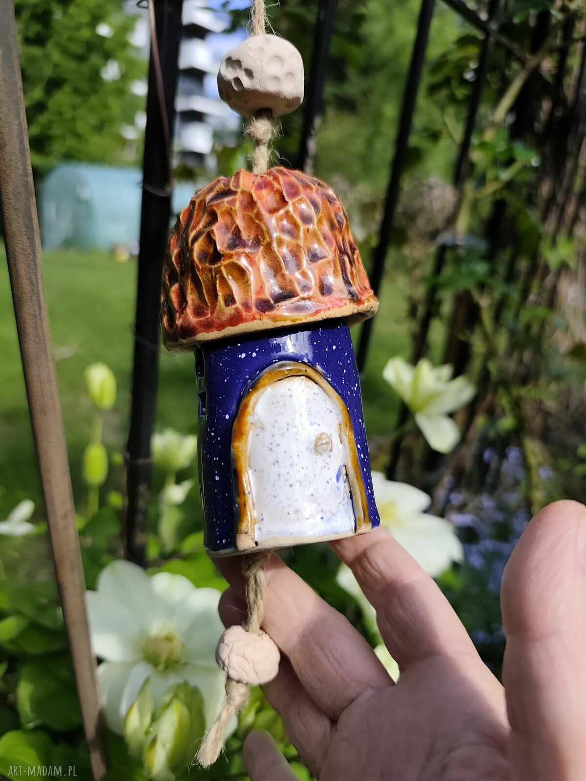 Domek dzwonek ceramiczny - niebieski dzwoneczek Wolna Chwila