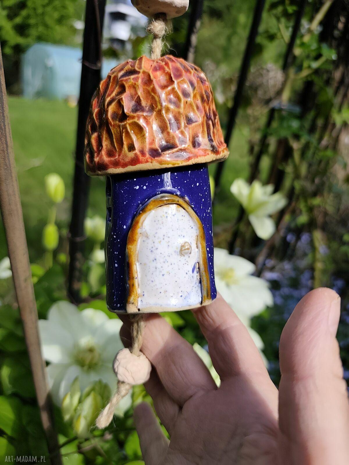 Domek dzwonek ceramiczny - niebieski dzwoneczek Wolna Chwila