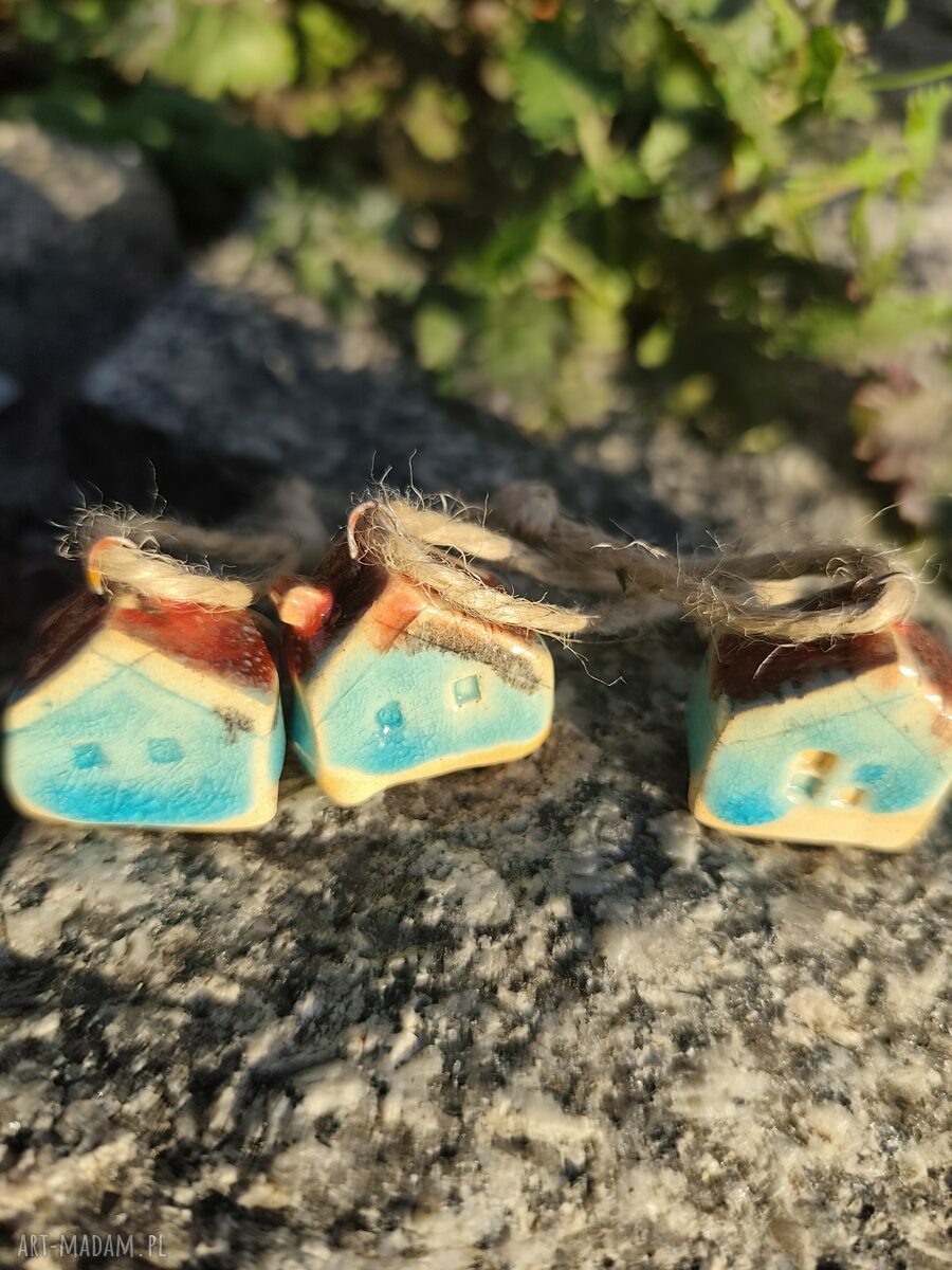 Domki ceramiczne 3 szt. z zawieszkami - choinka Boże Narodzenie