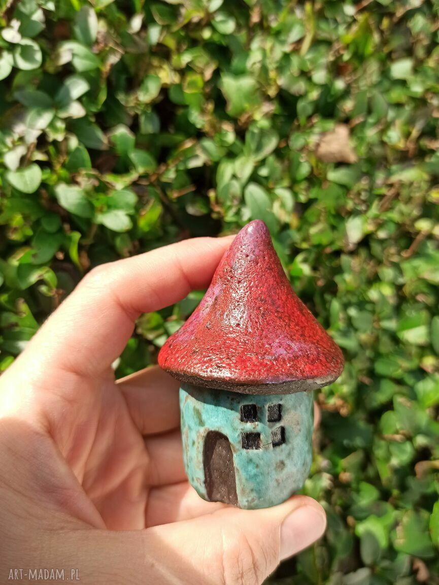 Domki grzybki - zestaw 3 ceramicznych grzybków handmade