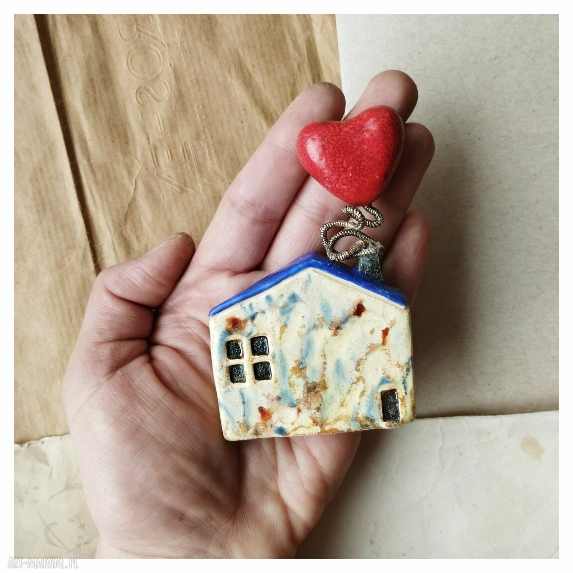 Domki z sercem - ceramika handmade do postawienia