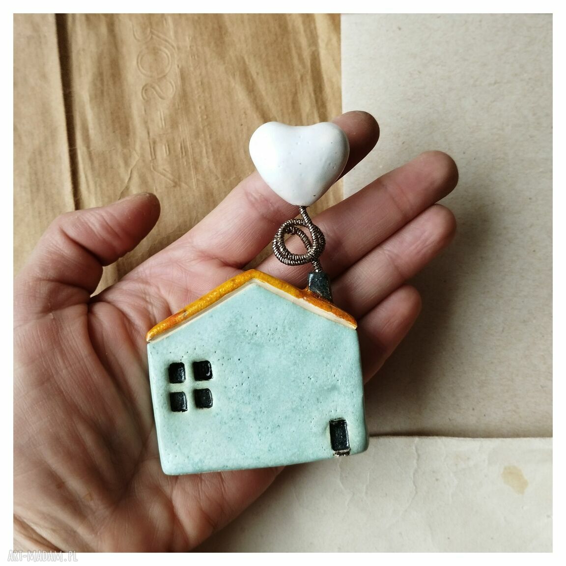 Domki z sercem - ceramika handmade do postawienia