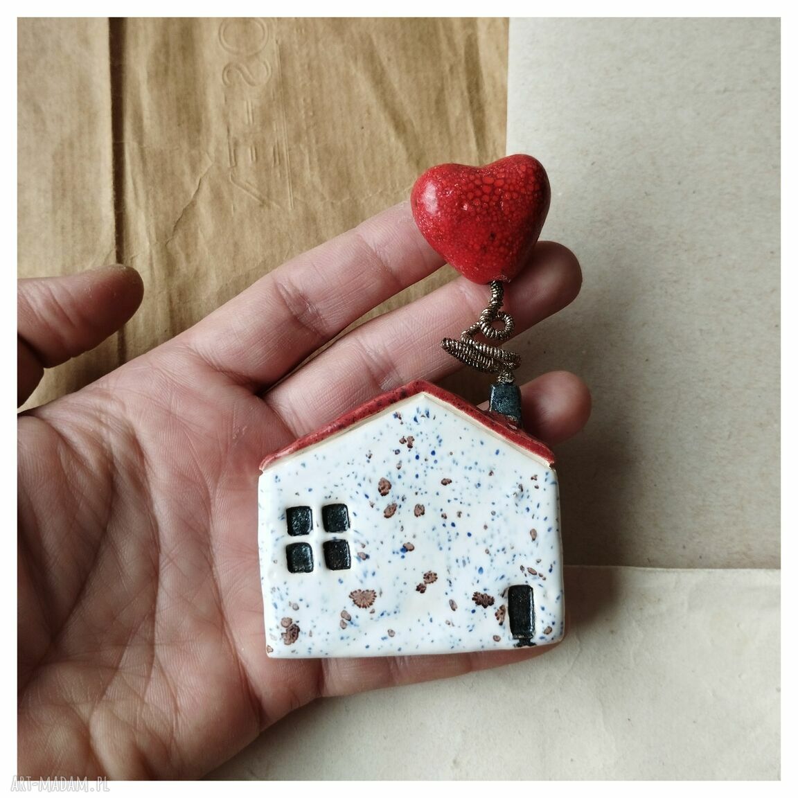 Domki z sercem - ceramika handmade do postawienia