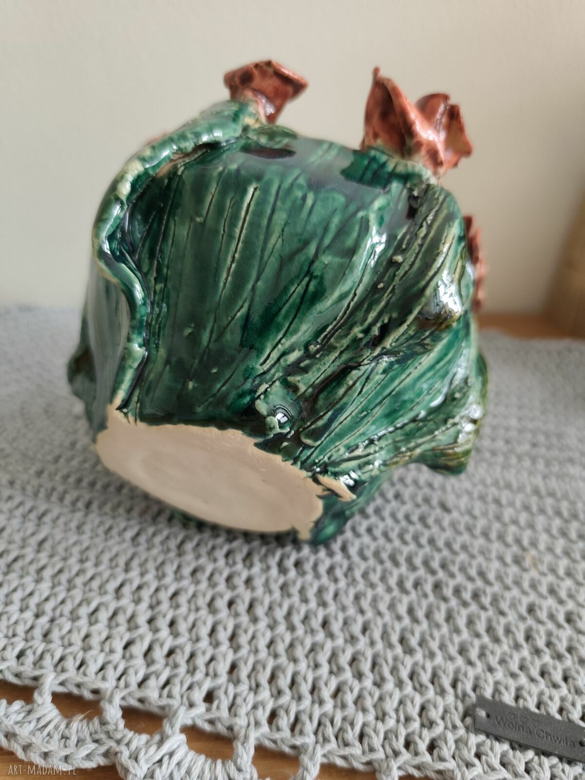 Donica ceramiczna z motywem kwiatów - handmade Wolna Chwila