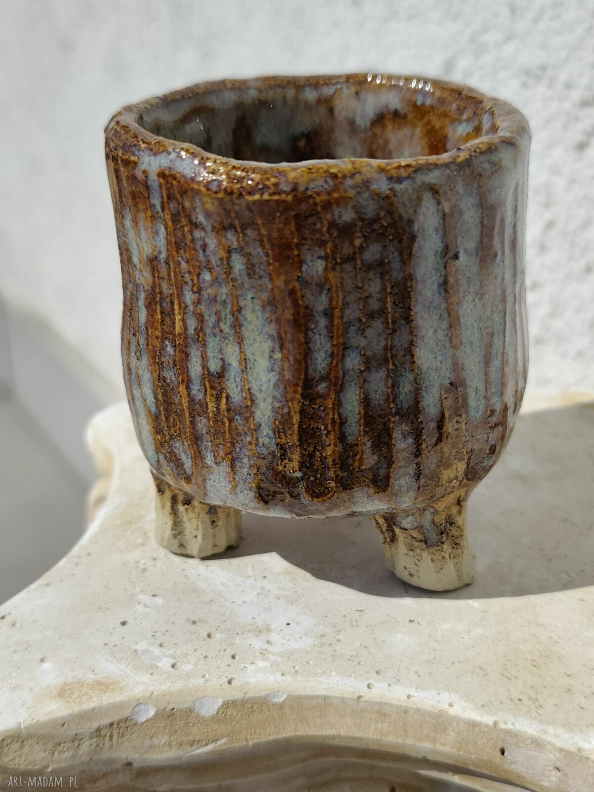 Doniczka - osłonka ceramiczna dla niej - rękodzieło Wolna Chwila