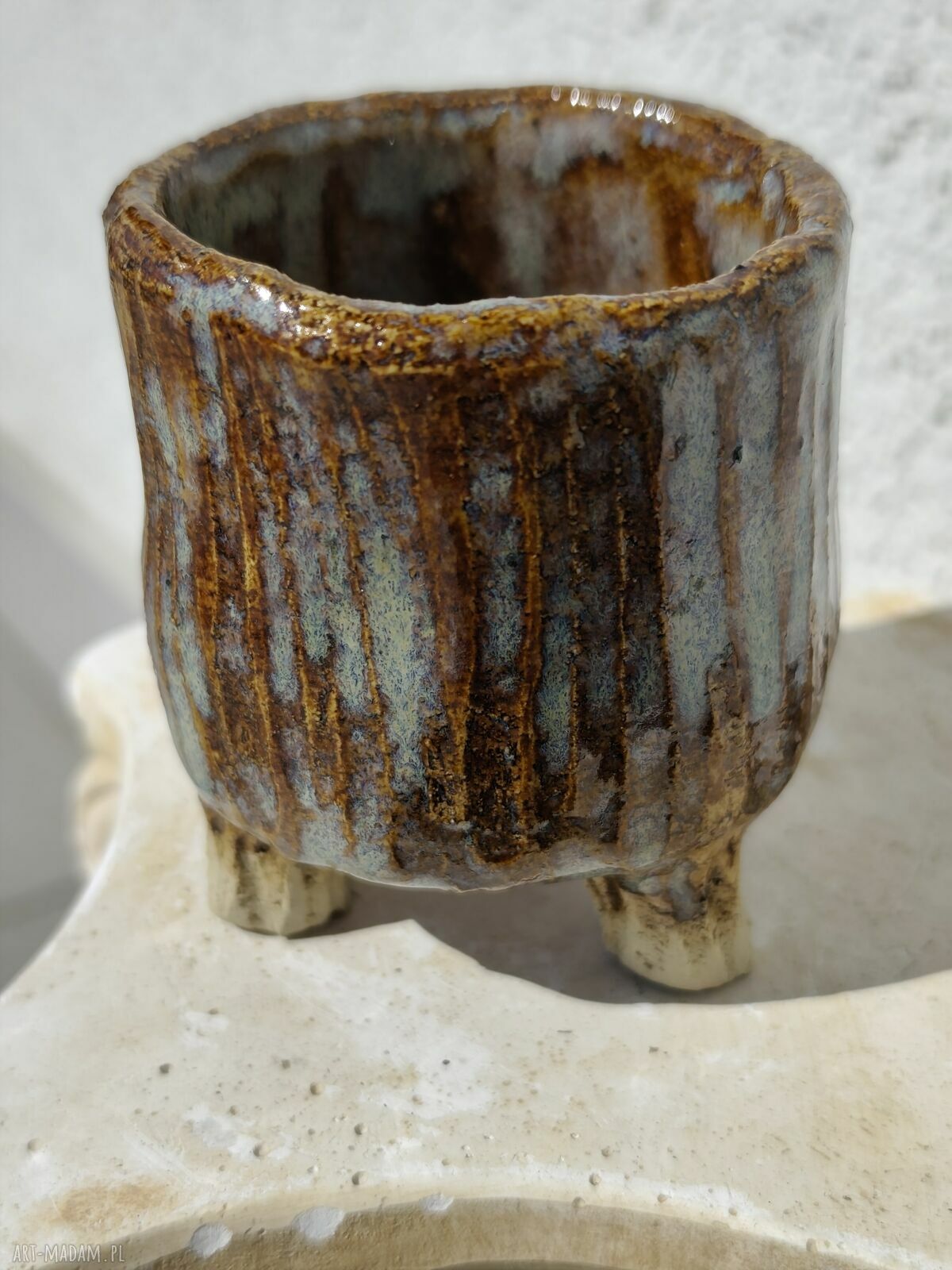 Doniczka - osłonka ceramiczna dla niej - rękodzieło Wolna Chwila