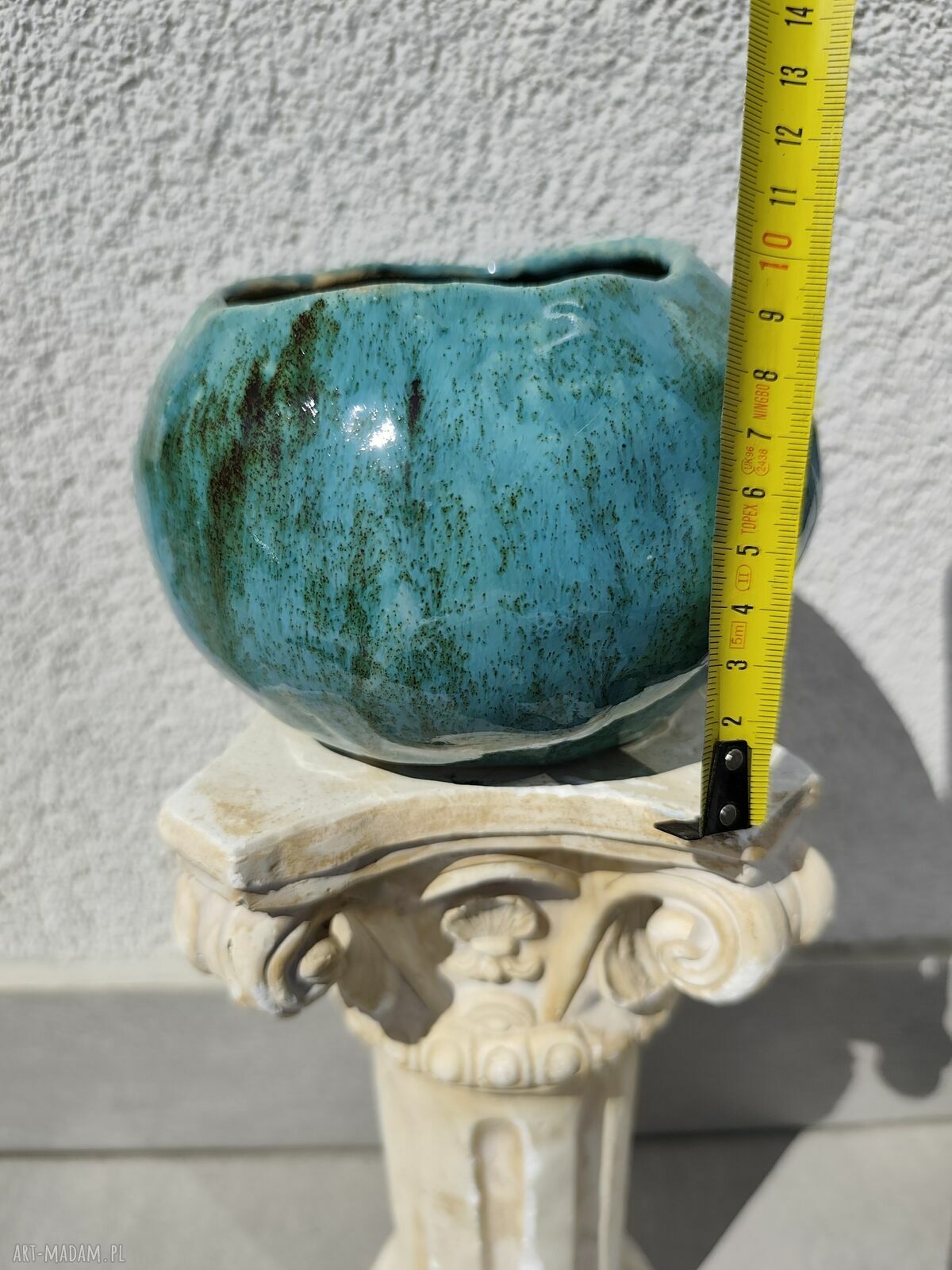 Donica osłonka ceramiczna w turkusowym stylu - prezent i dekoracja do domu