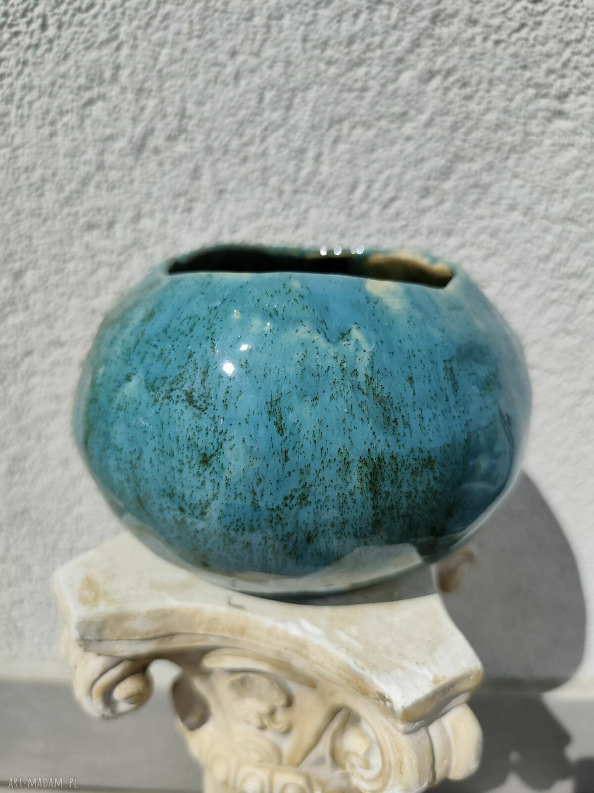 Donica osłonka ceramiczna w turkusowym stylu - prezent i dekoracja do domu
