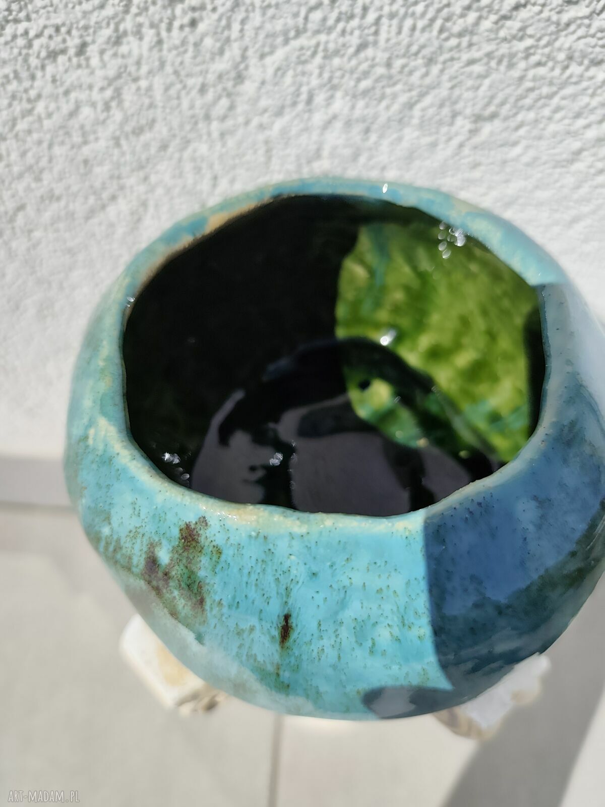 Donica osłonka ceramiczna w turkusowym stylu - prezent i dekoracja do domu