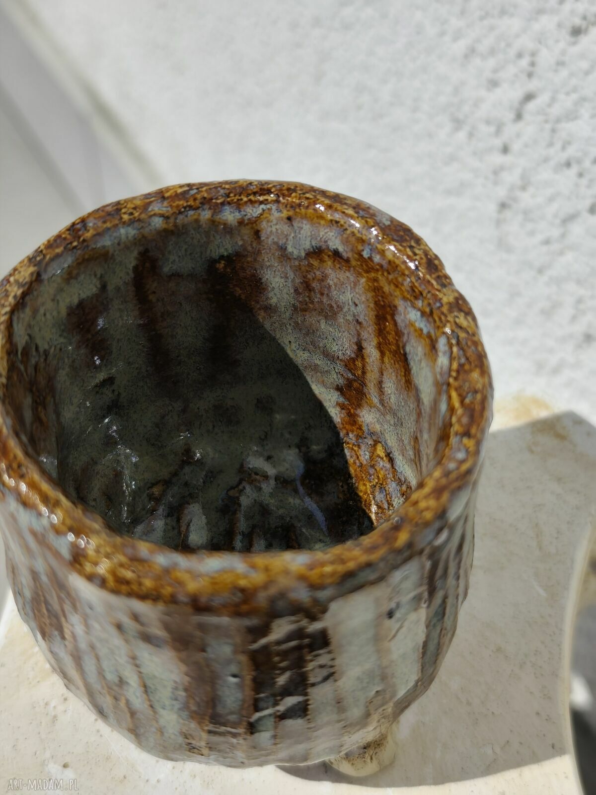 Doniczka - osłonka ceramiczna dla niej - rękodzieło Wolna Chwila