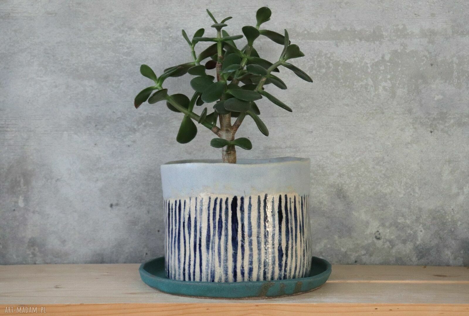Otuliny - doniczka ceramiczna handmade, ręcznie lepiona i szkliwiona na niebiesko