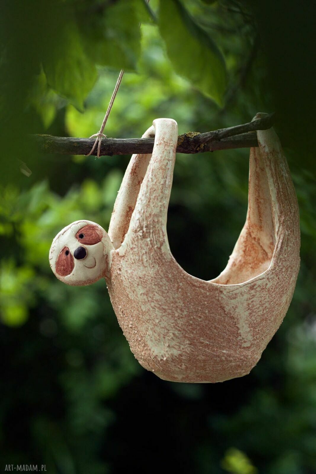 Doniczka wisząca Leniwiec - ceramika handmade do roślin
