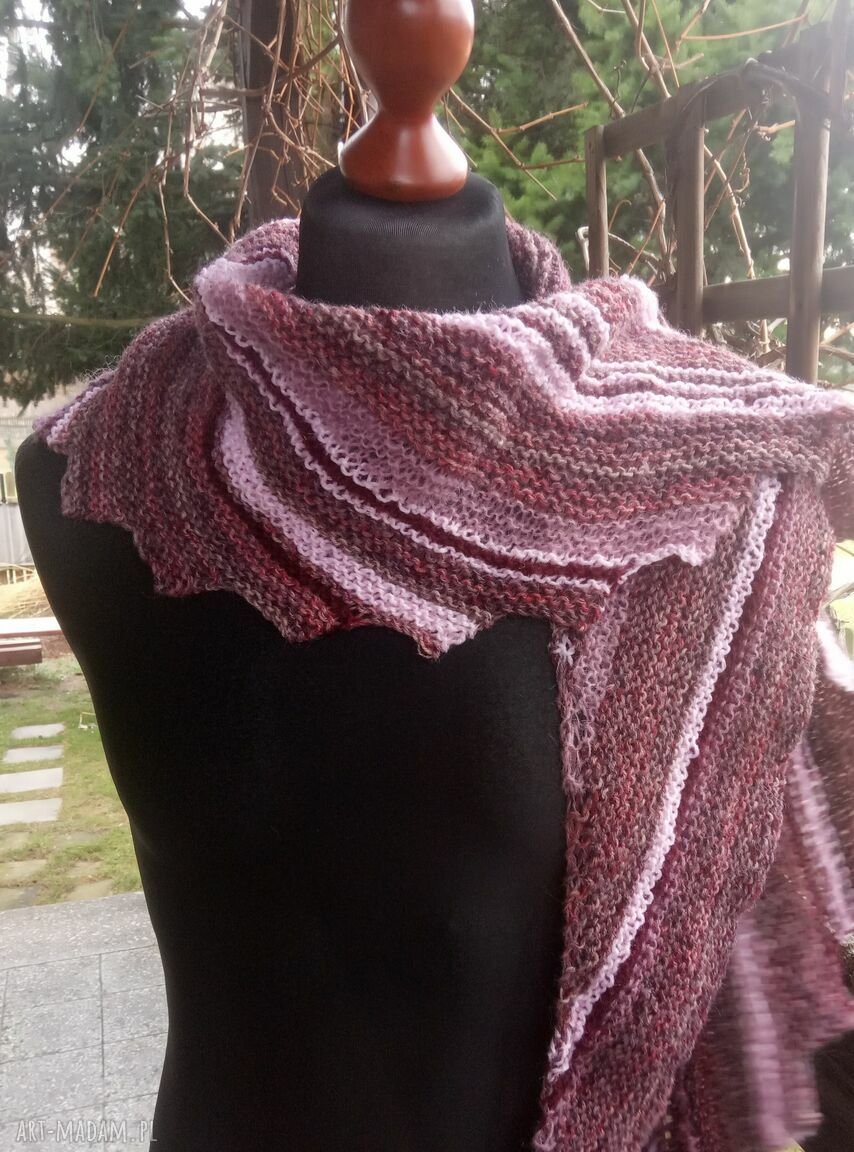 Szal Dragon na drutach - smoczy ogon, długa chusta handmade