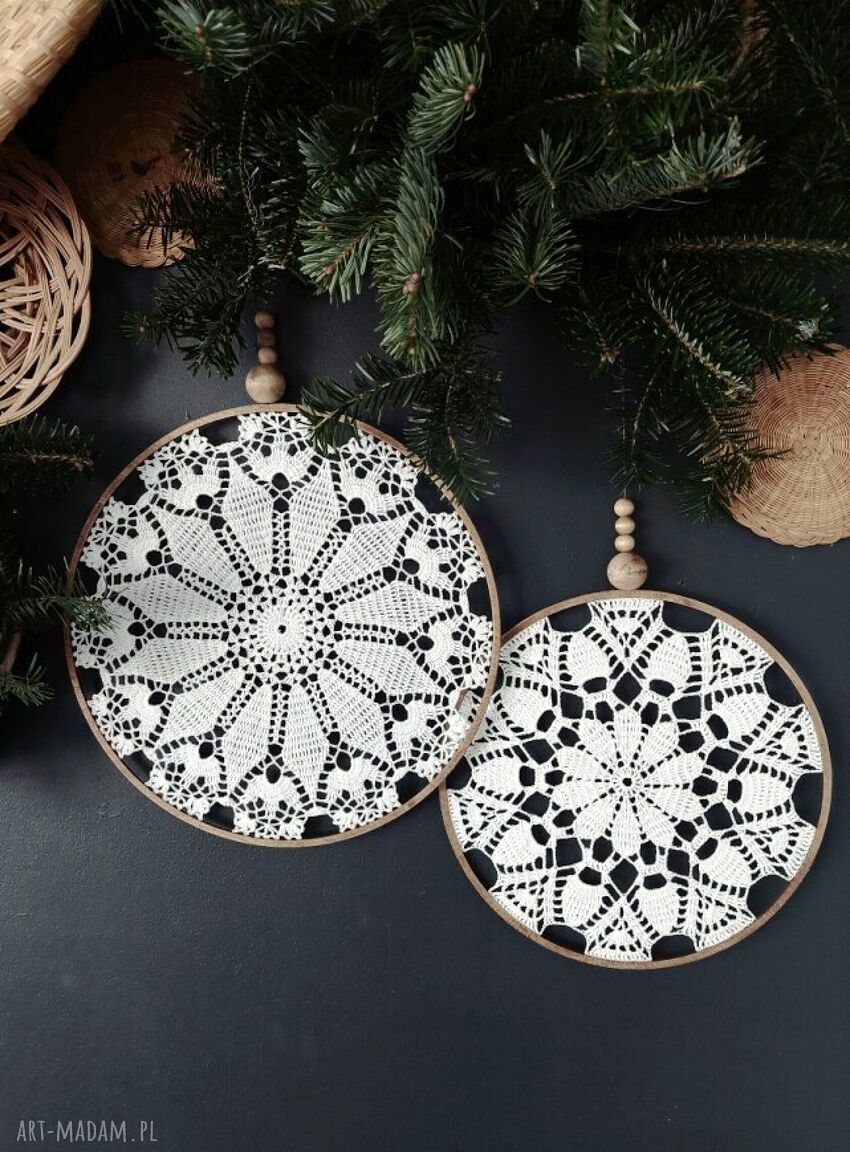 Łapacz snów z koronką DREAM CATCHER - 2 sztuki - boho dekoracja