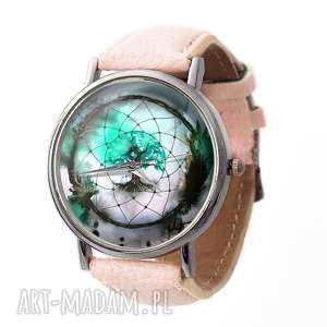 dreamcatcher - skórzany zegarek z dużą