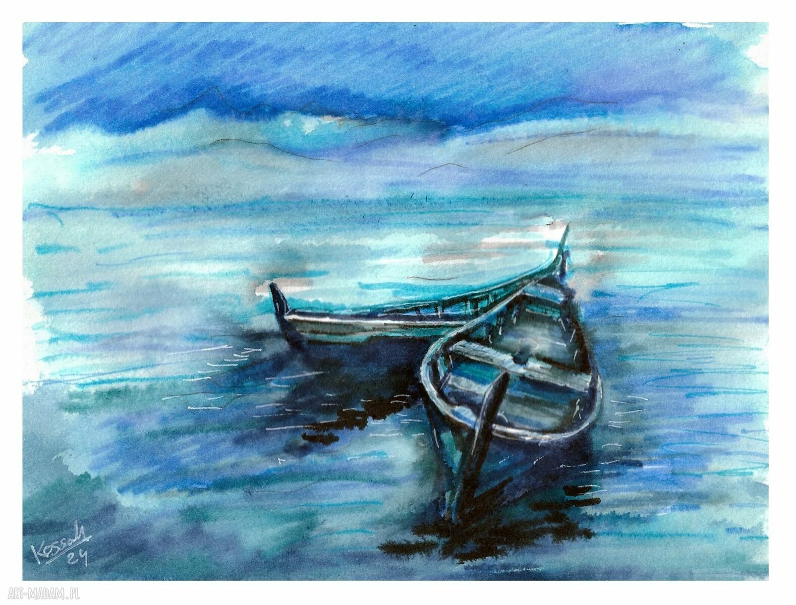 Dreams - Boat - Seria A4, akwarela autorska oryginał